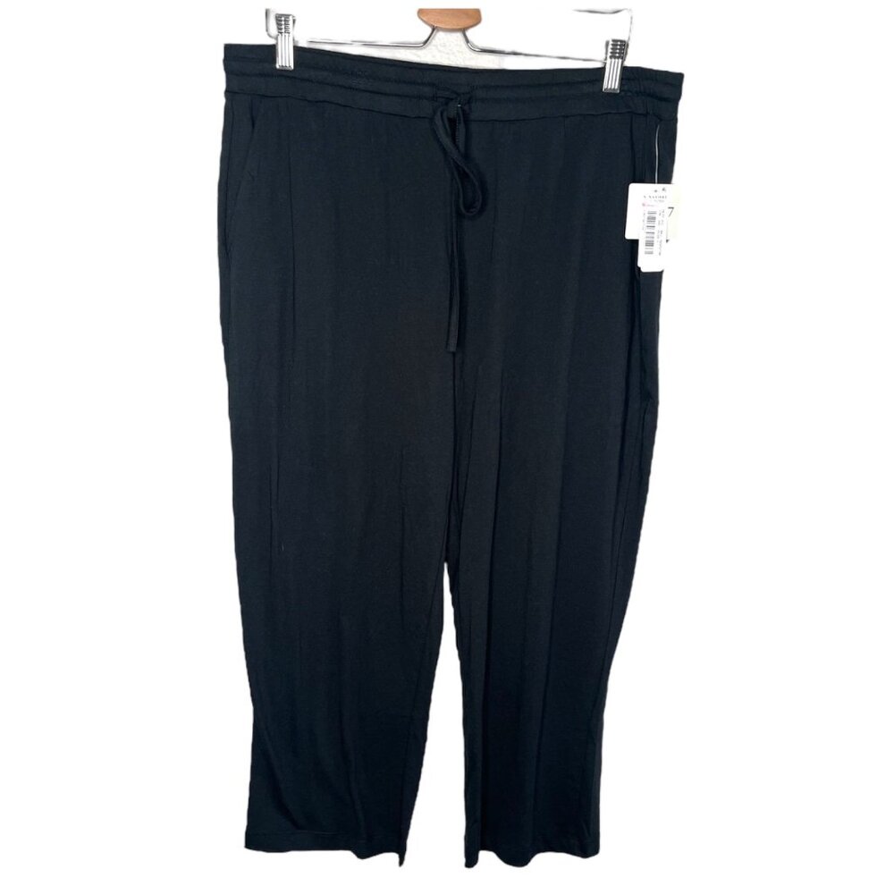 N Natori Womens Black Brushed Knit Drawstring Lounge Pants XL